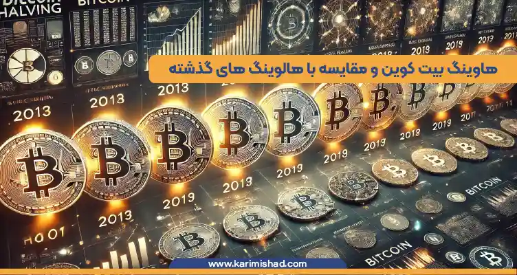 در این عکس سیر تحول هاوینگ بیت کوین در طول زمان نمایش داده می شود